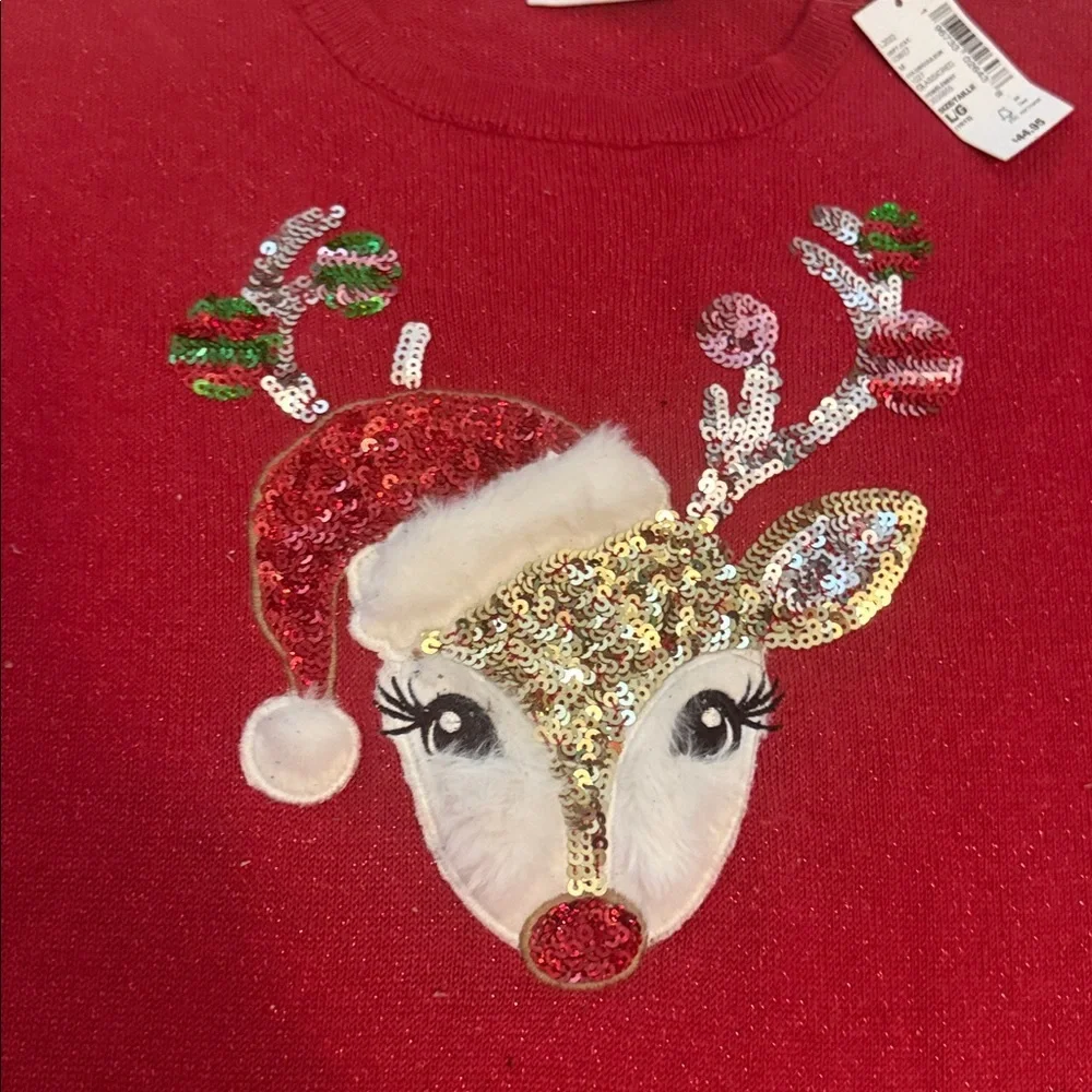 Girls red sparkly reindeer Christmas dress NWT size 10–12